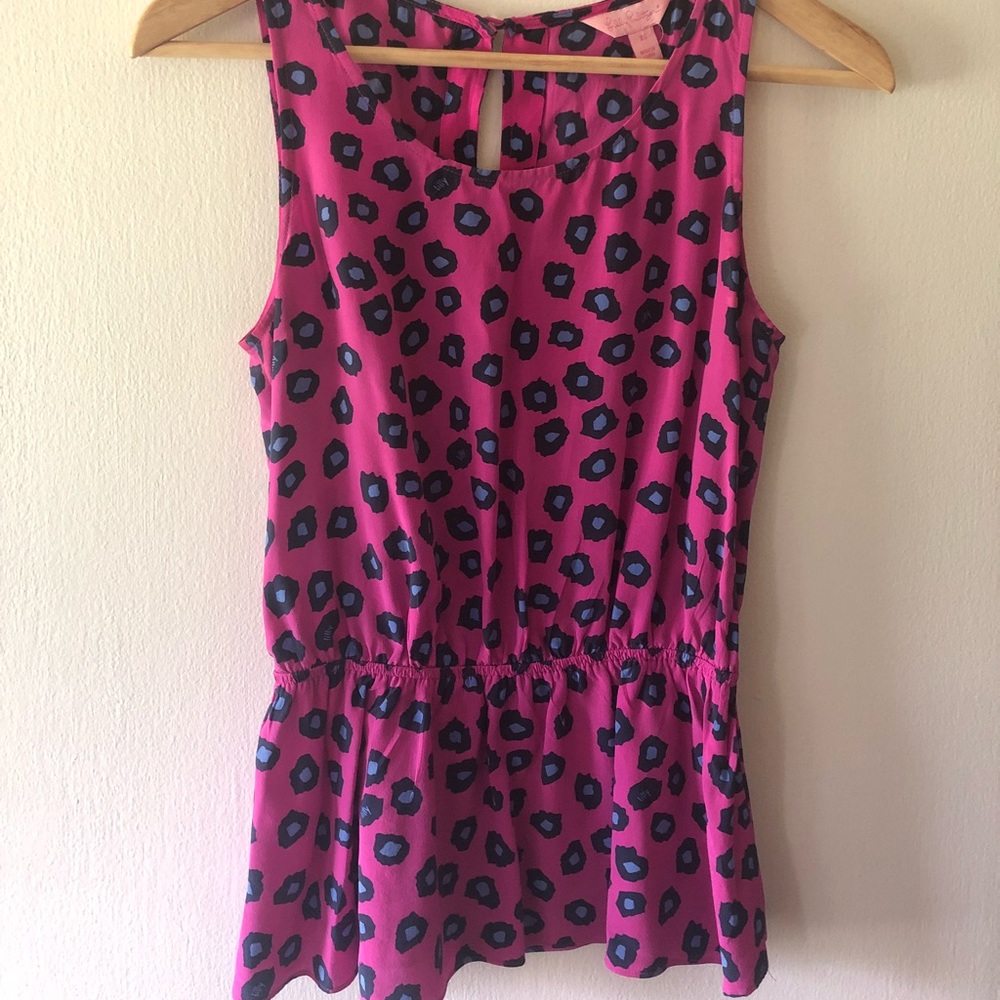 Lilly Pulitzer leopard printed peplum tank size XS